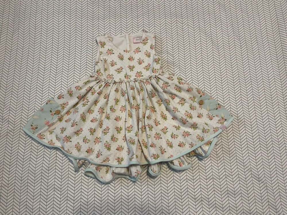 SweetHoney Vintage Rose Floral Twirl Pocket Dress Size 2T